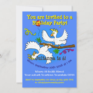 Happy birds 6 years old birthday party invite