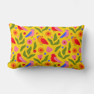 Happy Birds Flock Together Cheerful Lumbar Cushion