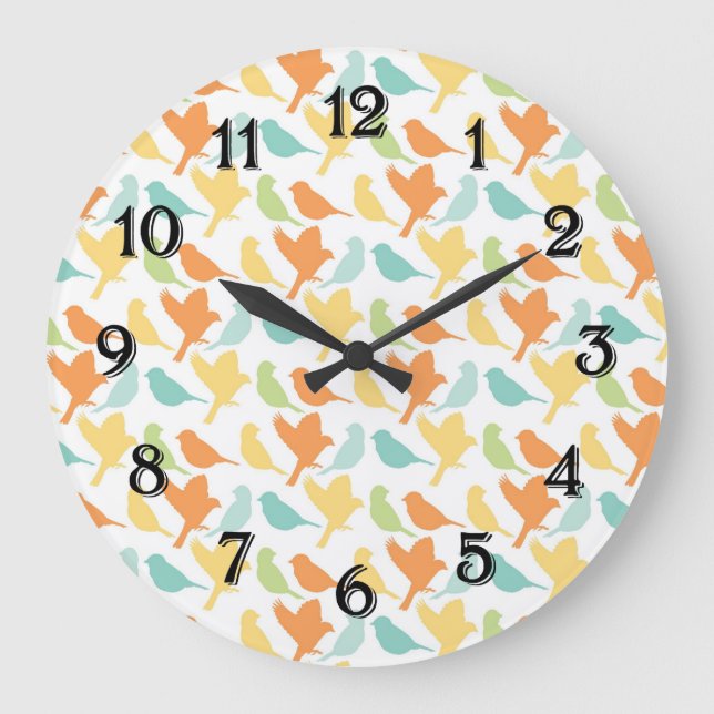 Happy Birds Large Clock (Front)