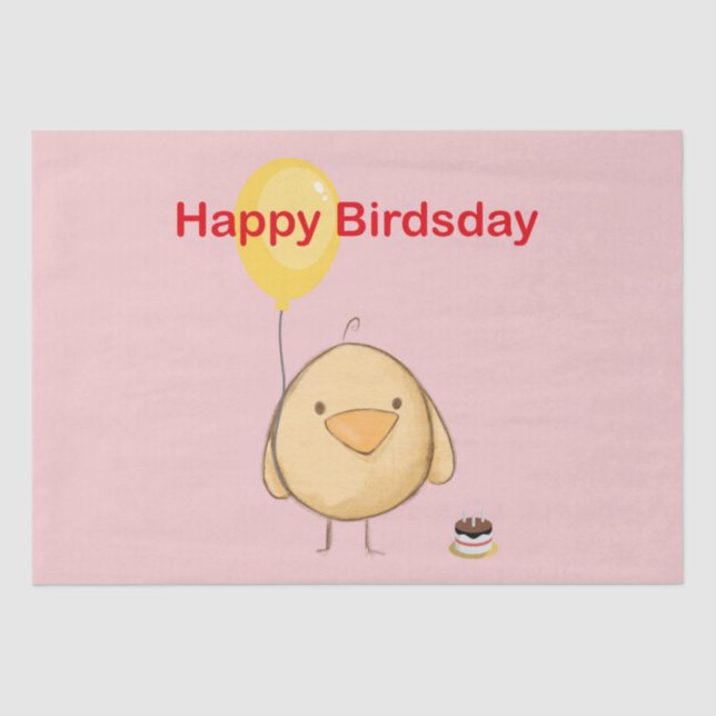 Happy Birdsday Bird Chick Themed Birthday  Tissue Paper (Front)
