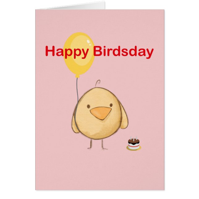 Happy Birdsday Bird Themed Birthday Greeting Card (Front)