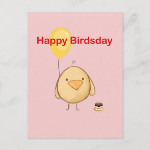Happy Birdsday Bird Themed Birthday Greeting Postcard