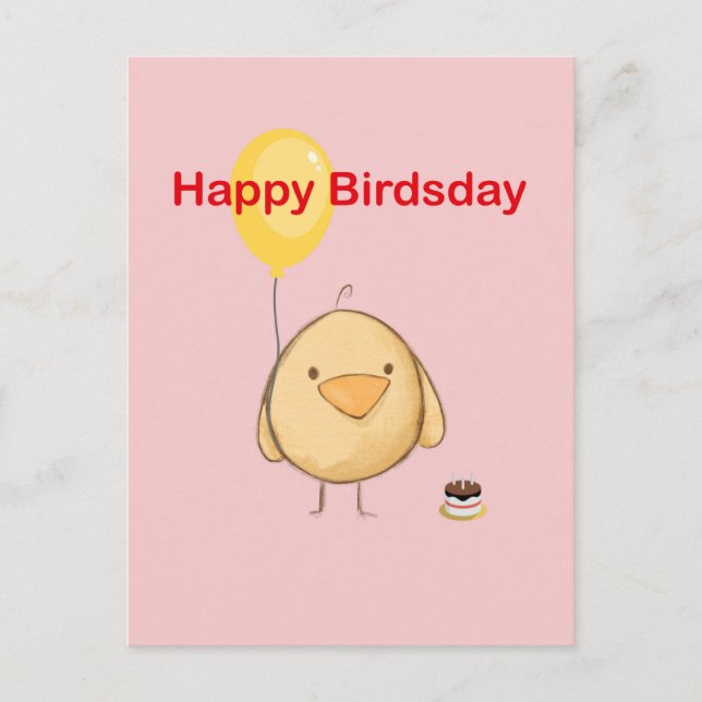 Happy Birdsday Bird Themed Birthday Greeting  Postcard (Front)