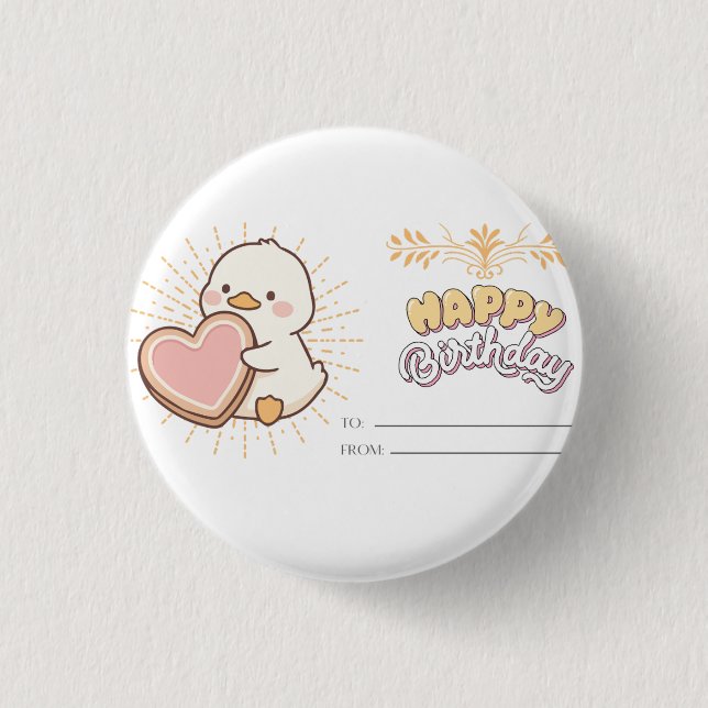 HAPPY BIRHDAY 3 CM ROUND BADGE (Front)