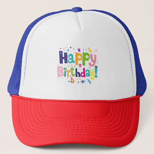 happy birtgday trucker hat (Front)