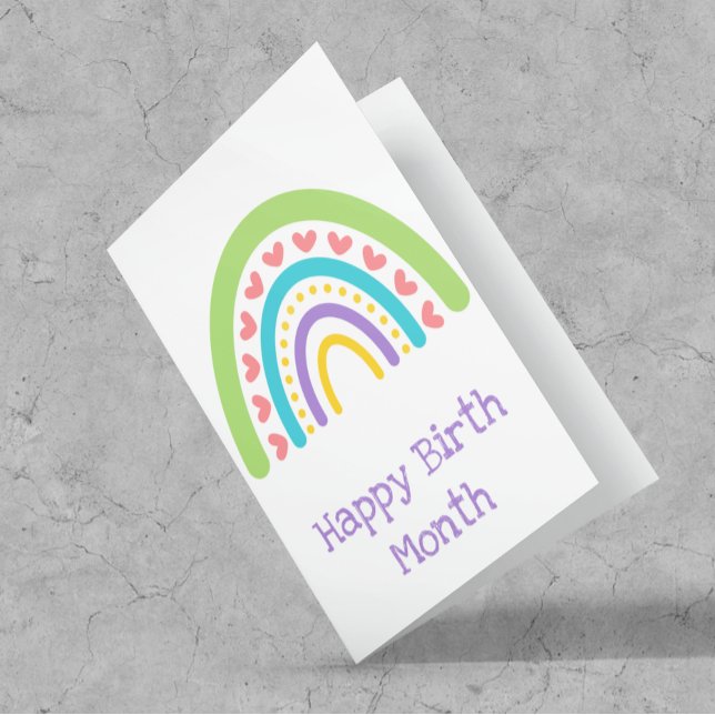 Happy Birth Month Colourful Boho Rainbow Card (Creator Uploaded)