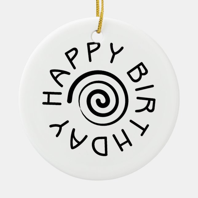 Happy Birthday 02 Ceramic Tree Decoration (Front)
