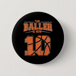 Happy Birthday 10th 10 Year Old Basketball Boys Te 6 Cm Round Badge
