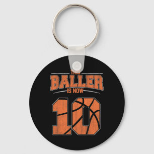 Happy Birthday 10th 10 Year Old Basketball Boys Te Key Ring