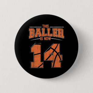 Happy Birthday 14 Year Old Bysketbyll Boys Fourtee 6 Cm Round Badge