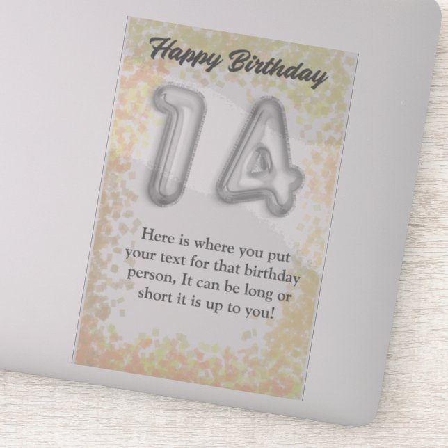 Happy birthday 14 year old sticker (Detail)