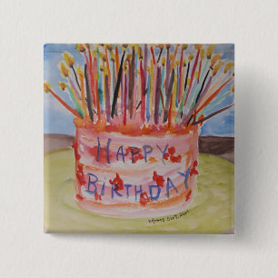 Happy Birthday 15 Cm Square Badge