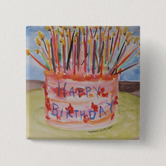 Happy Birthday 15 Cm Square Badge