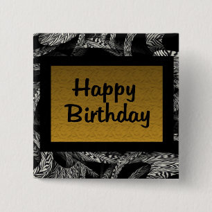 Happy Birthday 15 Cm Square Badge