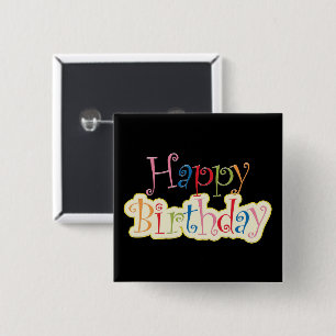 Happy Birthday 15 Cm Square Badge
