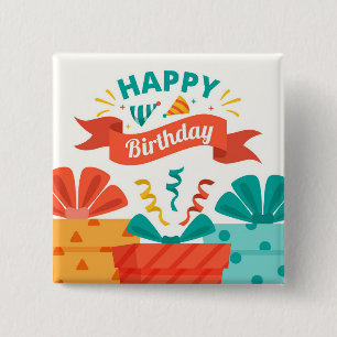 Happy Birthday 15 Cm Square Badge