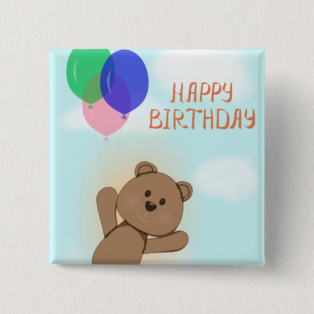 Happy Birthday 15 Cm Square Badge (Front)