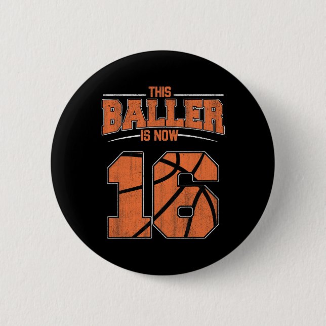 Happy Birthday 16 Year Old Basketball Boys Sixteen 6 Cm Round Badge (Front)