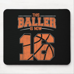 Happy Birthday 16 Year Old Basketball Boys Sixteen Mouse Pad