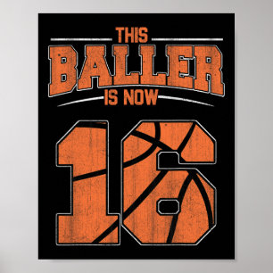 Happy Birthday 16 Year Old Basketball Boys Sixteen Poster