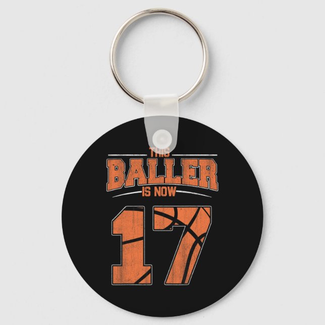 Happy Birthday 17 Year Old Basketball Boys Sevente Key Ring (Front)