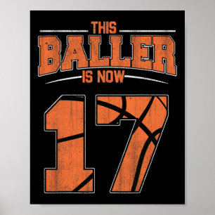 Happy Birthday 17 Year Old Basketball Boys Sevente Poster