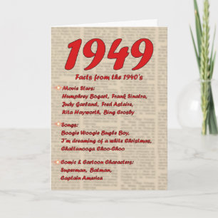 Happy Birthday 1949 Year of birth news 40's 40s Card