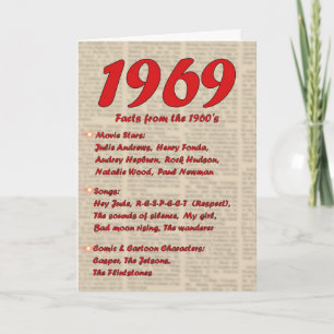 Happy Birthday 1969 Year of birth news 60's 60s Card