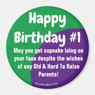 Happy Birthday #1 cupcake icing magnet