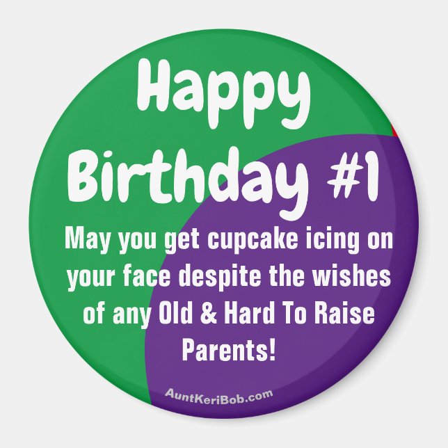 Happy Birthday #1 cupcake icing magnet (Front)