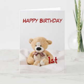 Happy Birthday 1st Teddy Bear Theme Card