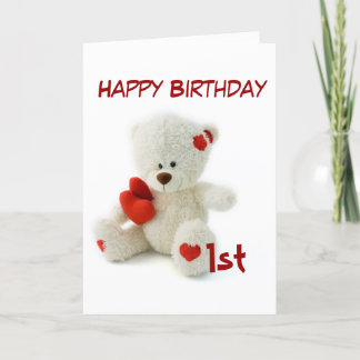Happy Birthday 1st Teddy Bear Theme Card
