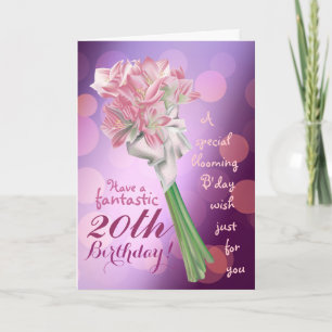 Happy Birthday ! - 20th pink flowers Greeting card