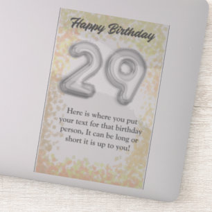 Happy birthday 29 year old sticker