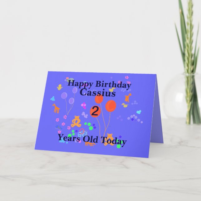 Happy Birthday 2 year old Add name Card (Front)