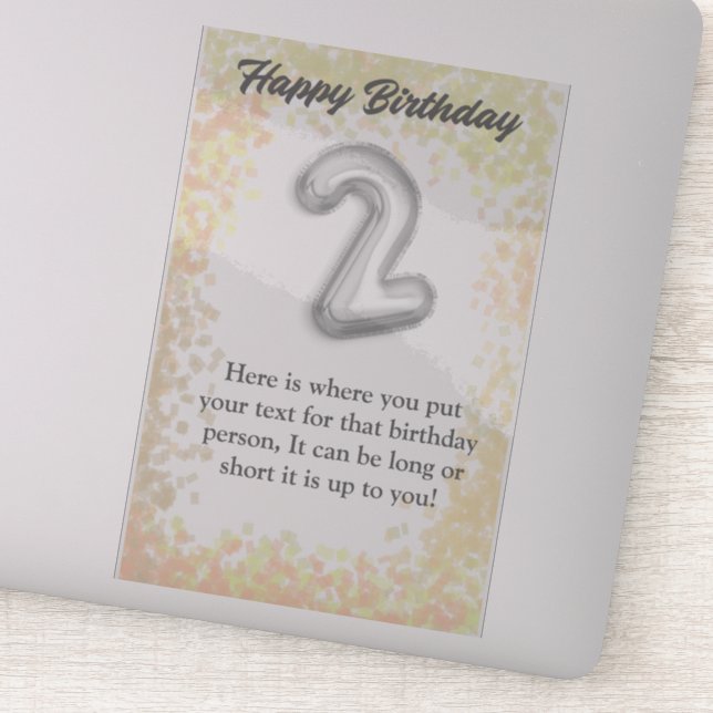 Happy birthday 2 year old sticker (Detail)