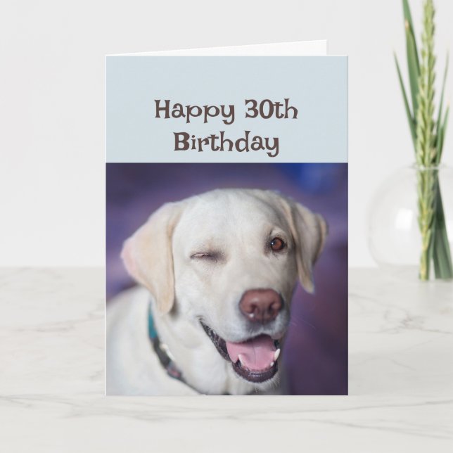 Happy Birthday 30th again Winking Dog Humour Card (Front)