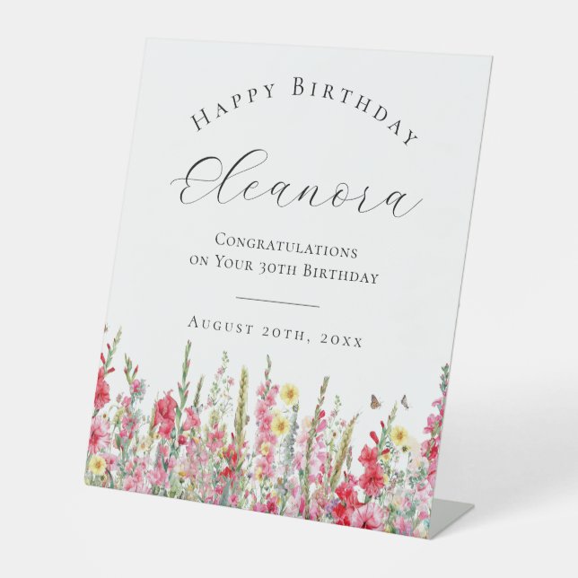 Happy Birthday 30th August Birth Flower Welcome Pedestal Sign (Front)