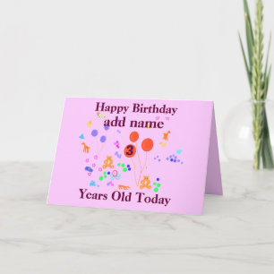 Happy Birthday 3 year old add name/change age Card