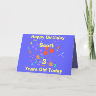 Happy Birthday 3 year old add name/change age Card