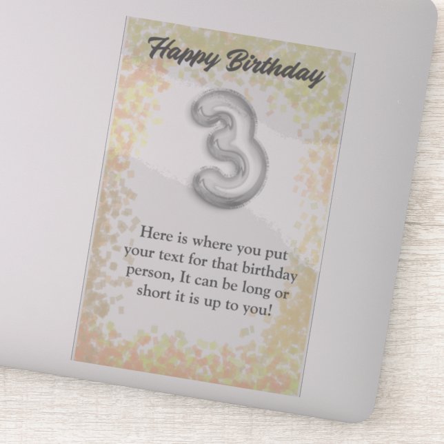 Happy birthday 3 year old sticker (Detail)