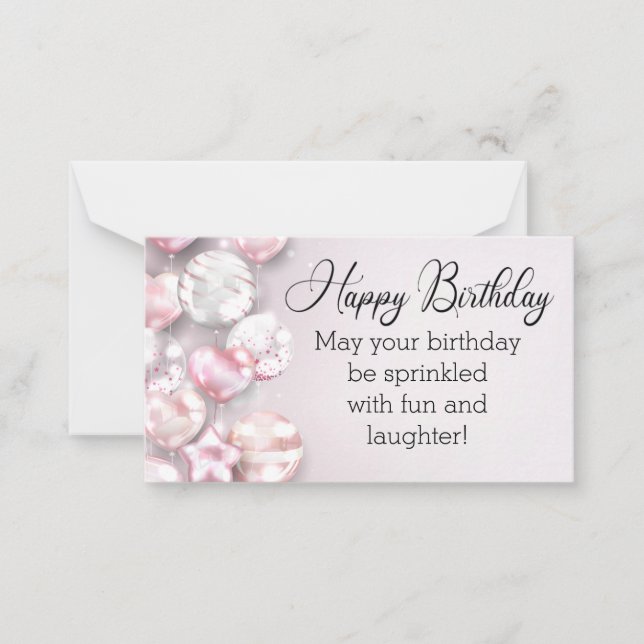 happy birthday 3d colourful balloons stylish pink  card (Front)