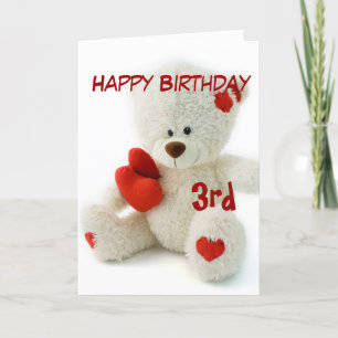 Happy Birthday 3rd Teddy Bear Theme Card