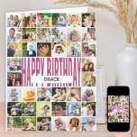 Happy Birthday 40 Photo Collage Personalised Card<br><div class="desc">Big personalised birthday card with your own photos and custom messages. The photo template is set up for you to upload 40 photos and you can edit the wording, inside and out. The front is lettered with "happy birthday" in bold modern oversized typography, to which you can add a name...</div>