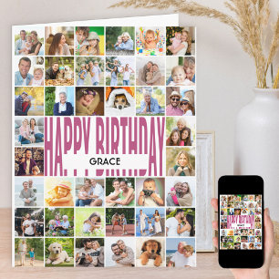 Happy Birthday 40 Photo Collage Personalised Card