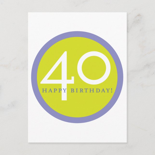 Happy Birthday, 40! Postcard (Front)