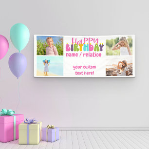 Happy Birthday 4 Photo Colourful Candles  Banner
