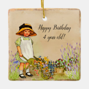 Happy Birthday 4 Year Old Ceramic Ornament