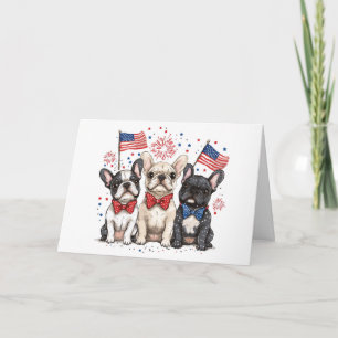 Happy Birthday 4th Of July French Bulldogs Card