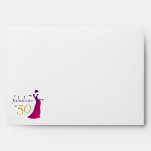 Happy Birthday 50 and Fabulous Gold Pink Sticker E Envelope